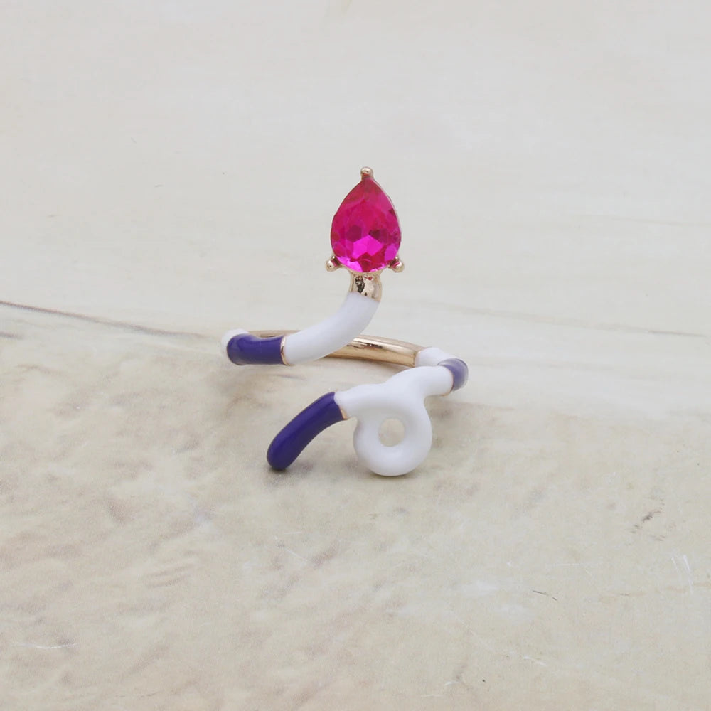 Contrast Ring Colorful Bohemian Rings Woman Y2K Candy Glass Baking Geometry Multicolor Serpentine Wood Pulseira Free Freight