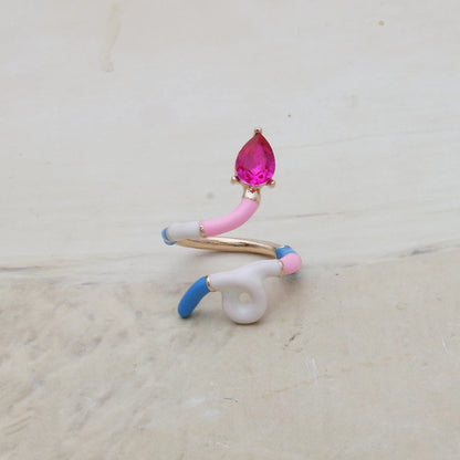 Contrast Ring Colorful Bohemian Rings Woman Y2K Candy Glass Baking Geometry Multicolor Serpentine Wood Pulseira Free Freight