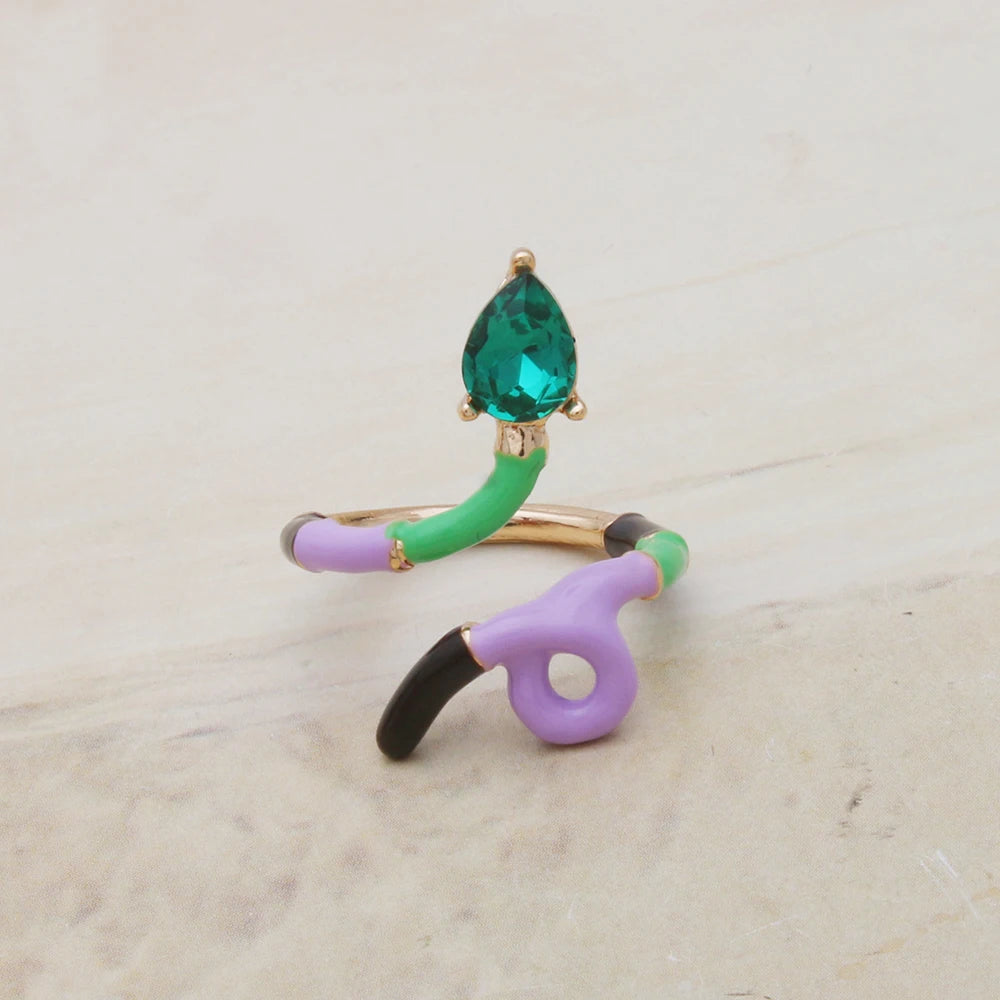 Contrast Ring Colorful Bohemian Rings Woman Y2K Candy Glass Baking Geometry Multicolor Serpentine Wood Pulseira Free Freight