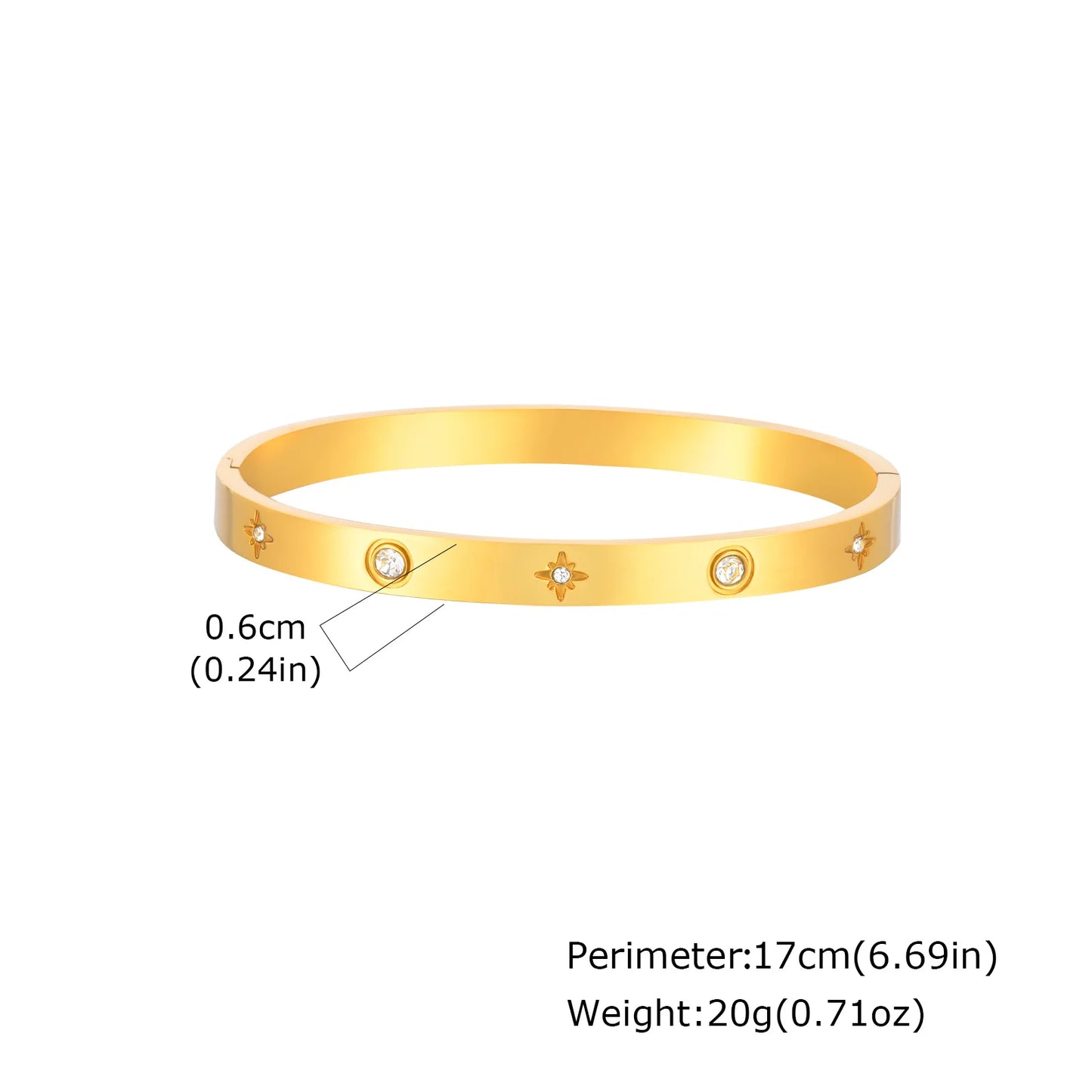 Luxury Stainless Steel Bracelet for Women, Gold Plated Cubic Zircon Bangle Bracelet, High Quality Waterproof Jewelry Gift