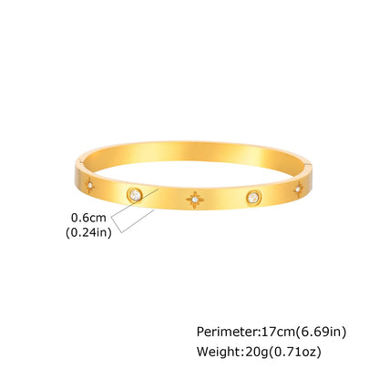 Luxury Stainless Steel Bracelet for Women, Gold Plated Cubic Zircon Bangle Bracelet, High Quality Waterproof Jewelry Gift
