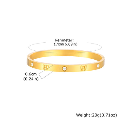 Luxury Stainless Steel Bracelet for Women, Gold Plated Cubic Zircon Bangle Bracelet, High Quality Waterproof Jewelry Gift