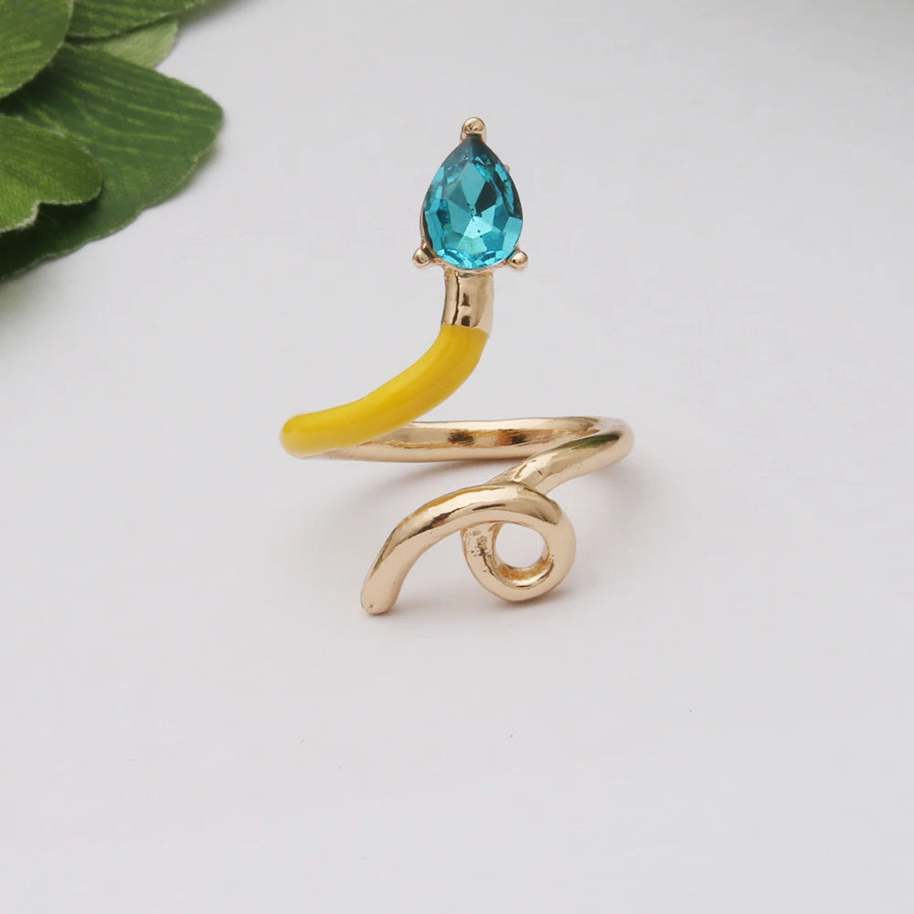 Contrast Ring Colorful Bohemian Rings Woman Y2K Candy Glass Baking Geometry Multicolor Serpentine Wood Pulseira Free Freight