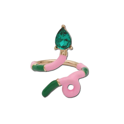 Contrast Ring Colorful Bohemian Rings Woman Y2K Candy Glass Baking Geometry Multicolor Serpentine Wood Pulseira Free Freight