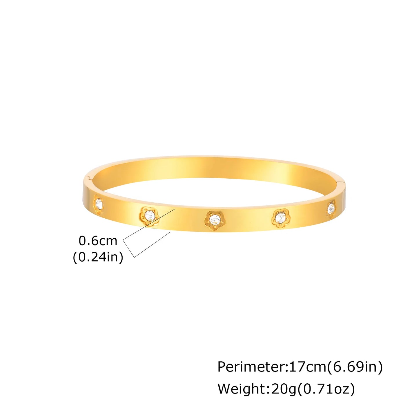 Luxury Stainless Steel Bracelet for Women, Gold Plated Cubic Zircon Bangle Bracelet, High Quality Waterproof Jewelry Gift