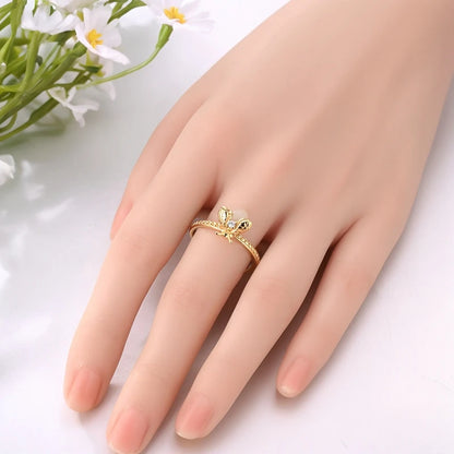 Green Glowing Firefly Ring Golden Woman's Ring Original 925 Silver Love Delicate Ring Jewelry Accessory Fine Valentine Gift
