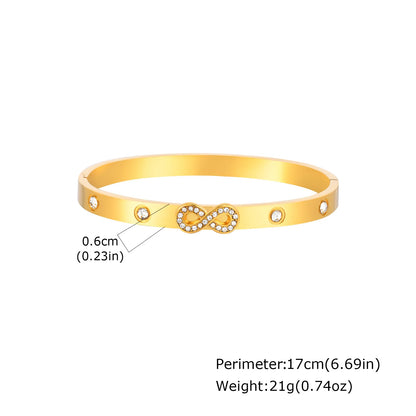 Luxury Stainless Steel Bracelet for Women, Gold Plated Cubic Zircon Bangle Bracelet, High Quality Waterproof Jewelry Gift