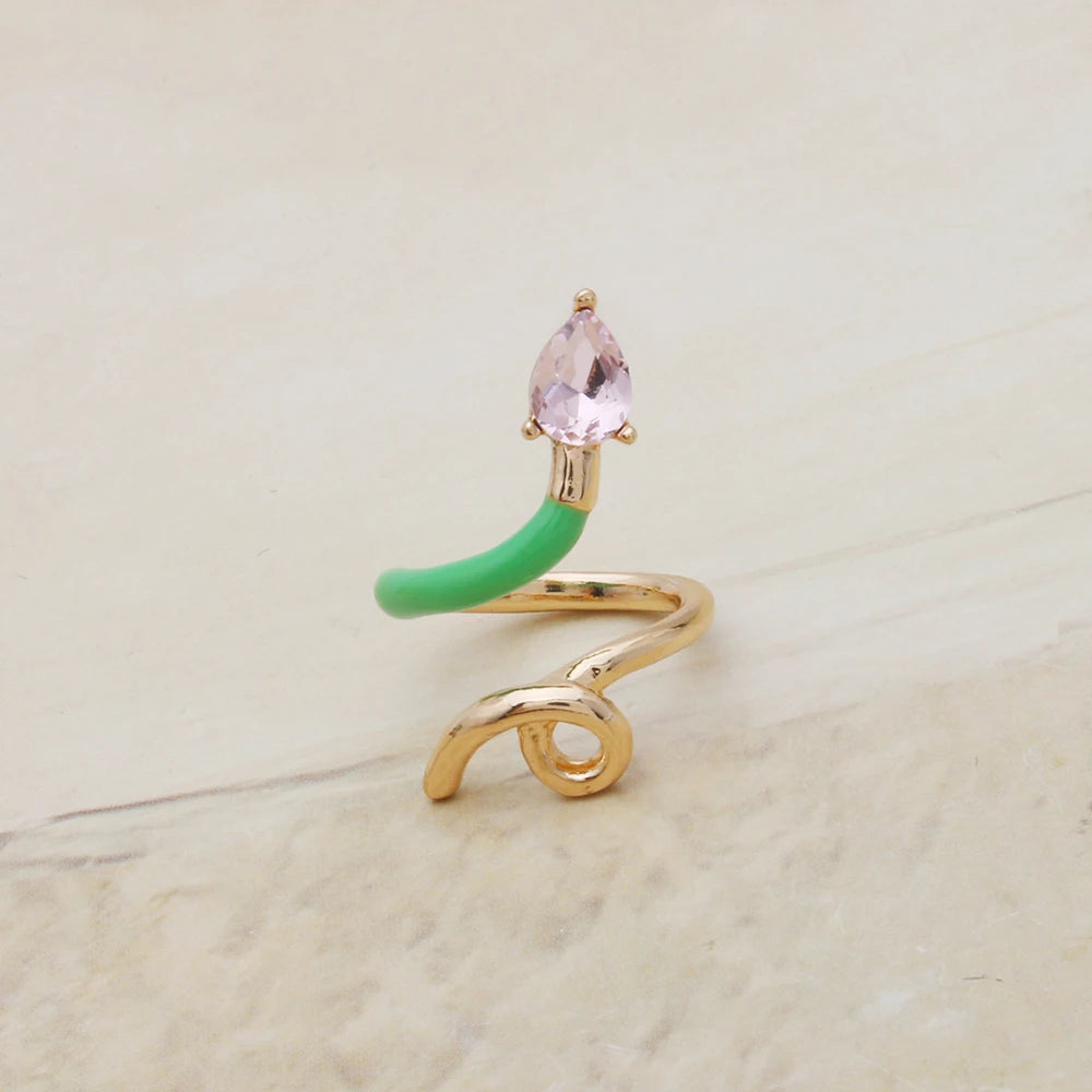 Contrast Ring Colorful Bohemian Rings Woman Y2K Candy Glass Baking Geometry Multicolor Serpentine Wood Pulseira Free Freight