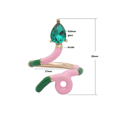 Contrast Ring Colorful Bohemian Rings Woman Y2K Candy Glass Baking Geometry Multicolor Serpentine Wood Pulseira Free Freight