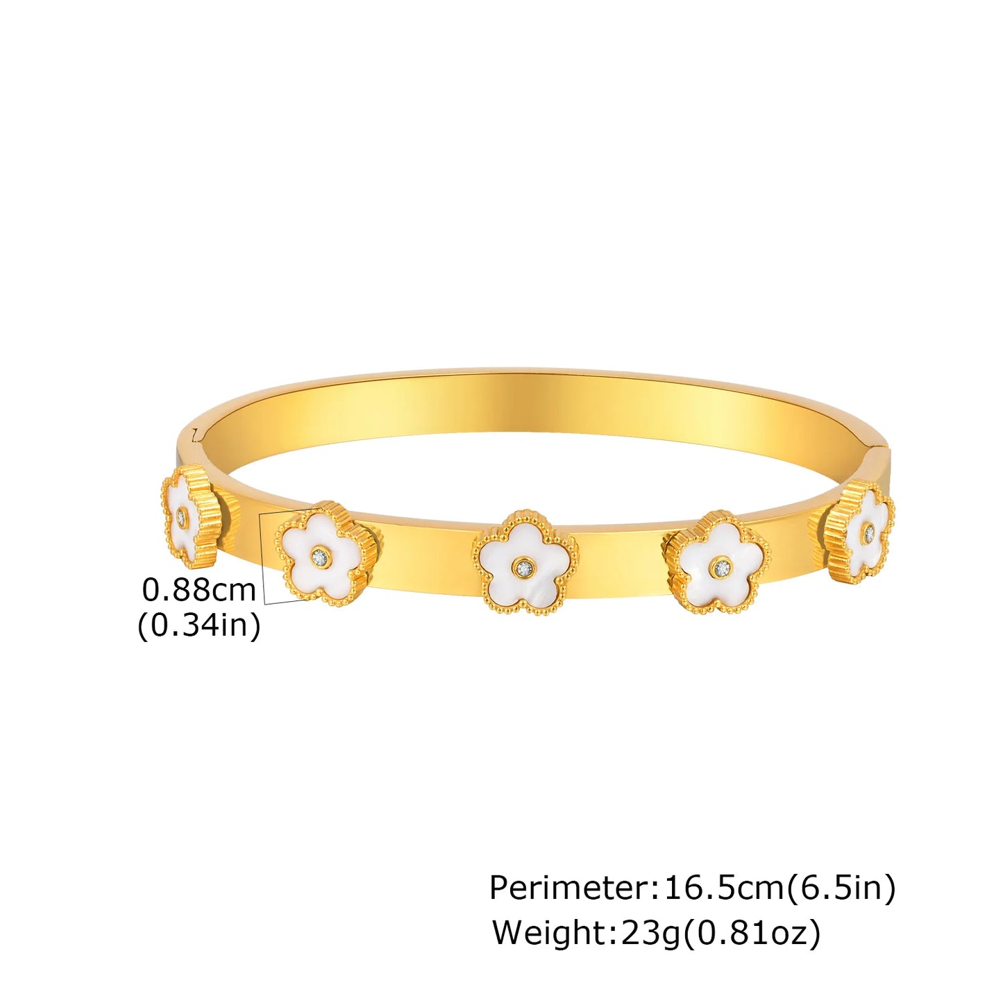 Luxury Stainless Steel Bracelet for Women, Gold Plated Cubic Zircon Bangle Bracelet, High Quality Waterproof Jewelry Gift