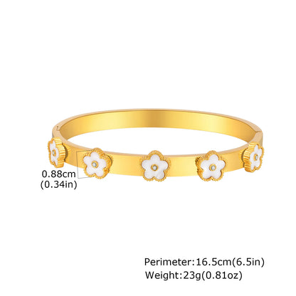 Luxury Stainless Steel Bracelet for Women, Gold Plated Cubic Zircon Bangle Bracelet, High Quality Waterproof Jewelry Gift