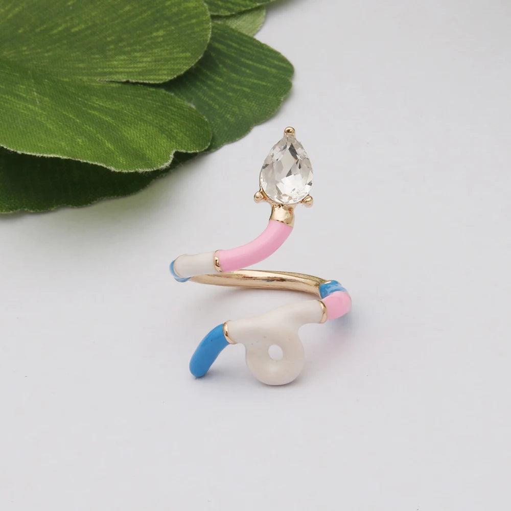 Contrast Ring Colorful Bohemian Rings Woman Y2K Candy Glass Baking Geometry Multicolor Serpentine Wood Pulseira Free Freight