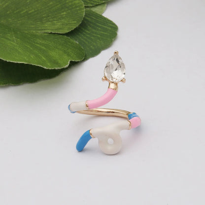 Contrast Ring Colorful Bohemian Rings Woman Y2K Candy Glass Baking Geometry Multicolor Serpentine Wood Pulseira Free Freight