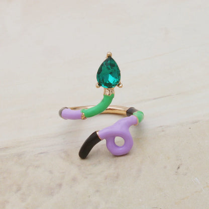 Contrast Ring Colorful Bohemian Rings Woman Y2K Candy Glass Baking Geometry Multicolor Serpentine Wood Pulseira Free Freight