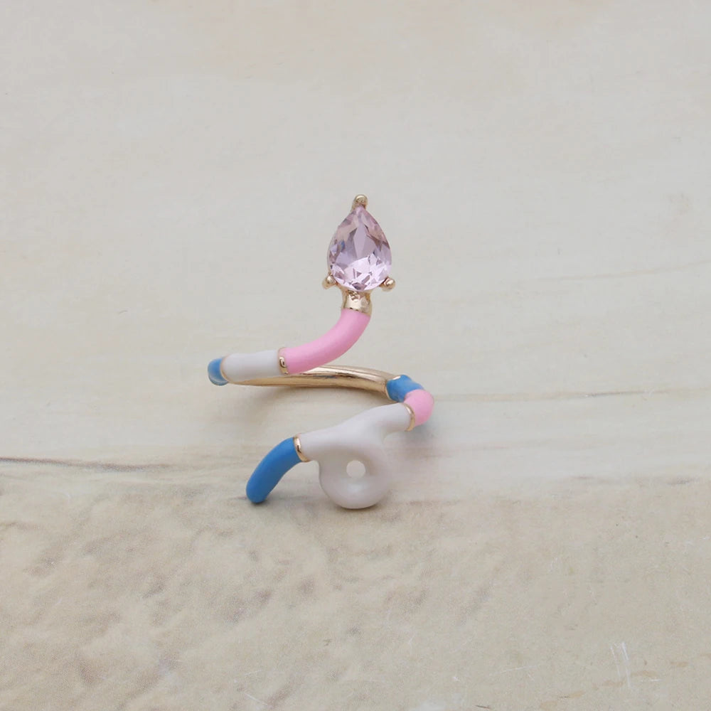 Contrast Ring Colorful Bohemian Rings Woman Y2K Candy Glass Baking Geometry Multicolor Serpentine Wood Pulseira Free Freight