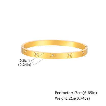Luxury Stainless Steel Bracelet for Women, Gold Plated Cubic Zircon Bangle Bracelet, High Quality Waterproof Jewelry Gift