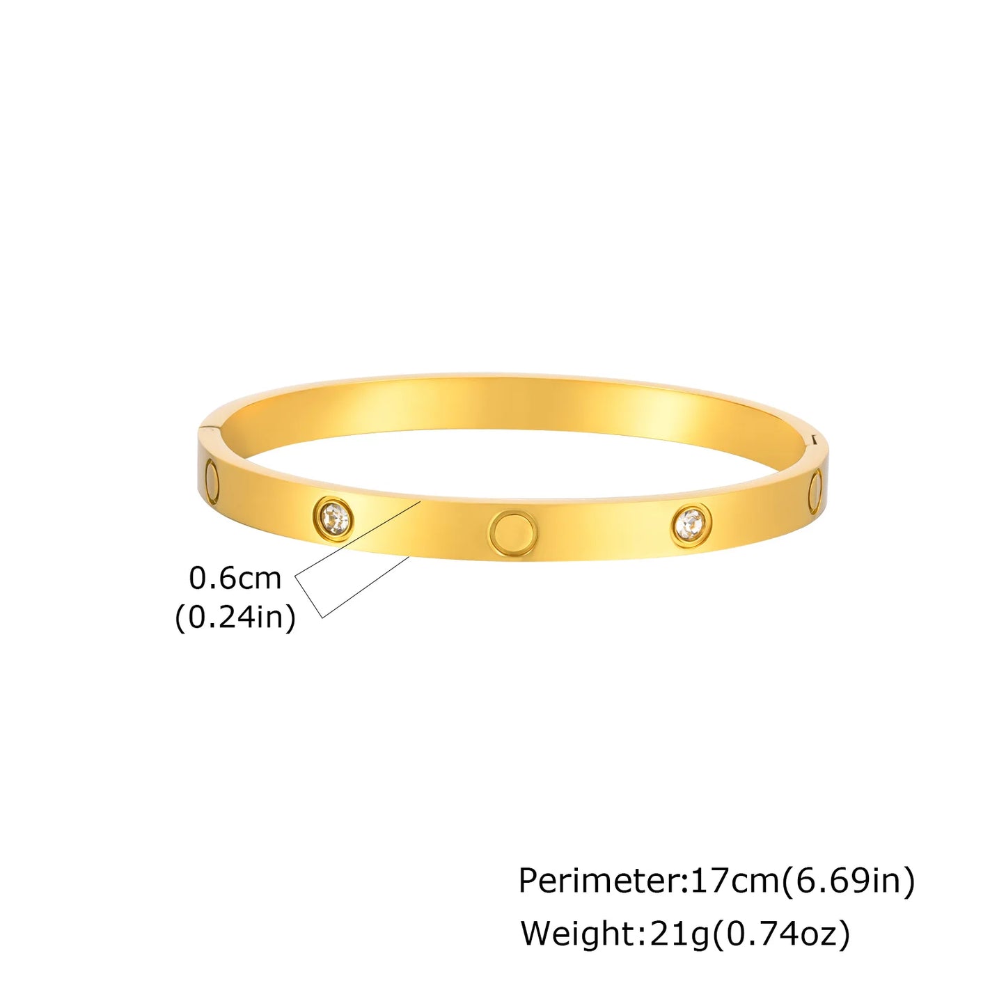 Luxury Stainless Steel Bracelet for Women, Gold Plated Cubic Zircon Bangle Bracelet, High Quality Waterproof Jewelry Gift