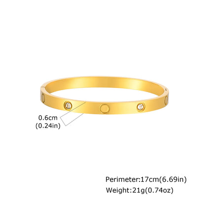 Luxury Stainless Steel Bracelet for Women, Gold Plated Cubic Zircon Bangle Bracelet, High Quality Waterproof Jewelry Gift