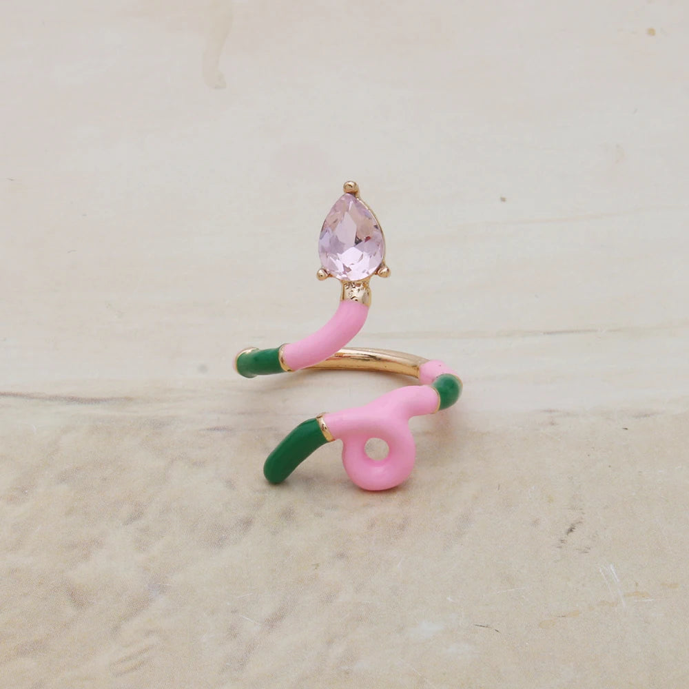 Contrast Ring Colorful Bohemian Rings Woman Y2K Candy Glass Baking Geometry Multicolor Serpentine Wood Pulseira Free Freight