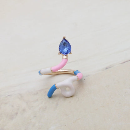 Contrast Ring Colorful Bohemian Rings Woman Y2K Candy Glass Baking Geometry Multicolor Serpentine Wood Pulseira Free Freight