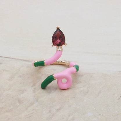 Contrast Ring Colorful Bohemian Rings Woman Y2K Candy Glass Baking Geometry Multicolor Serpentine Wood Pulseira Free Freight