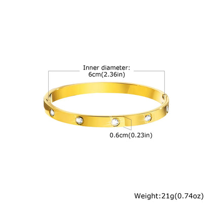 Luxury Stainless Steel Bracelet for Women, Gold Plated Cubic Zircon Bangle Bracelet, High Quality Waterproof Jewelry Gift