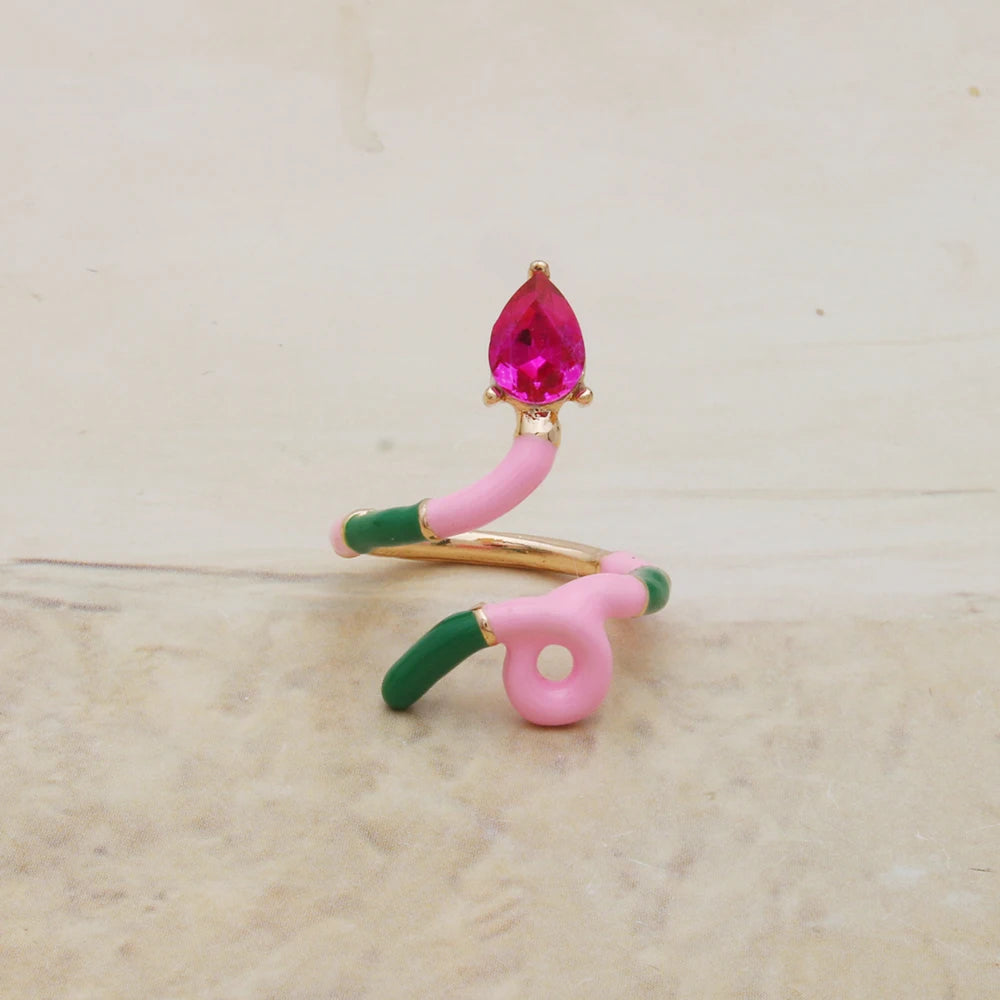 Contrast Ring Colorful Bohemian Rings Woman Y2K Candy Glass Baking Geometry Multicolor Serpentine Wood Pulseira Free Freight